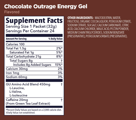 (6 Packs) GU Energy Gel Chocolate Outrage - Expiry Date: Nov 2026