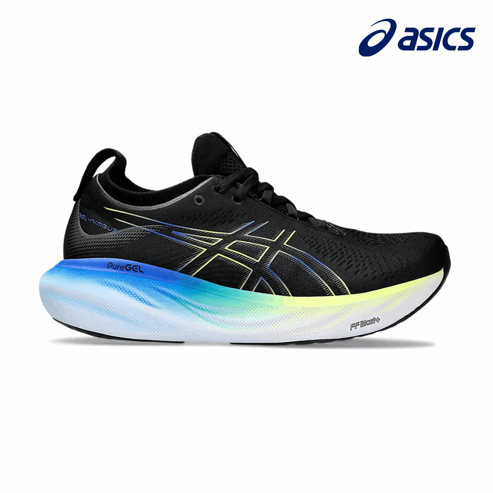ASICS Men Gel Nimbus 25 2E Black Glow Yellow Running Lab Malaysia