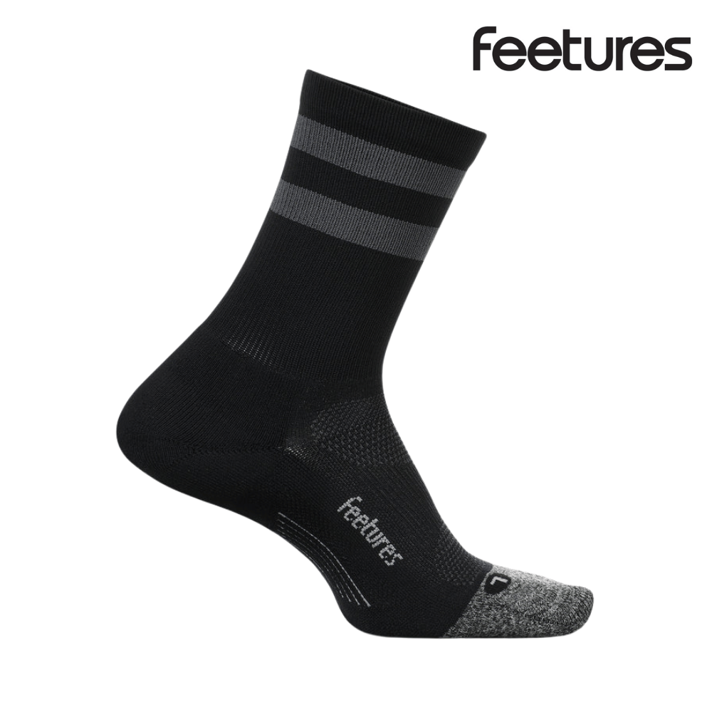 Feetures Active Elite Light Cushion Mini Crew - Black High Top Stripe