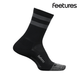 Feetures Active Elite Light Cushion Mini Crew - Black High Top Stripe