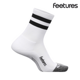 Feetures Active Elite Light Cushion Mini Crew - White High Top Stripe