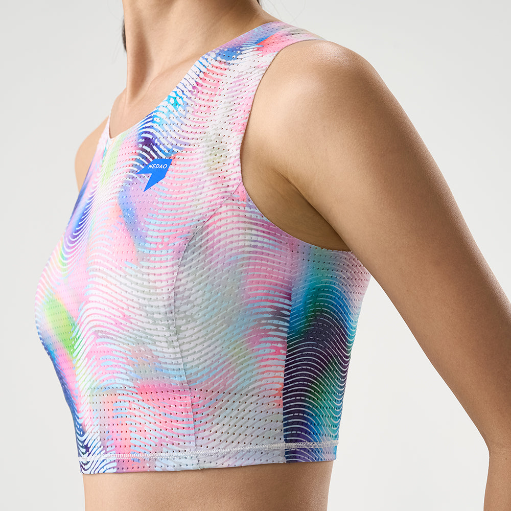 NEDAO Women Qiflow Running Crop Top - Light Stream Pink