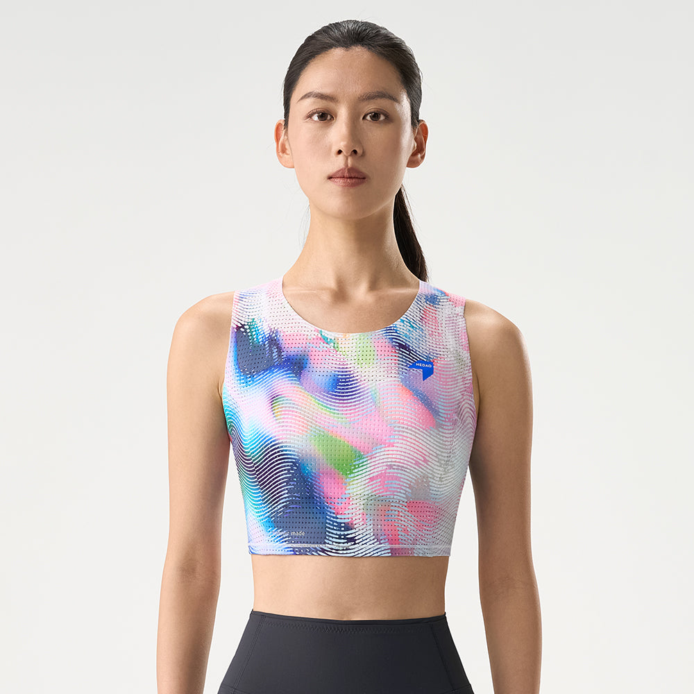 NEDAO Women Qiflow Running Crop Top - Light Stream Pink