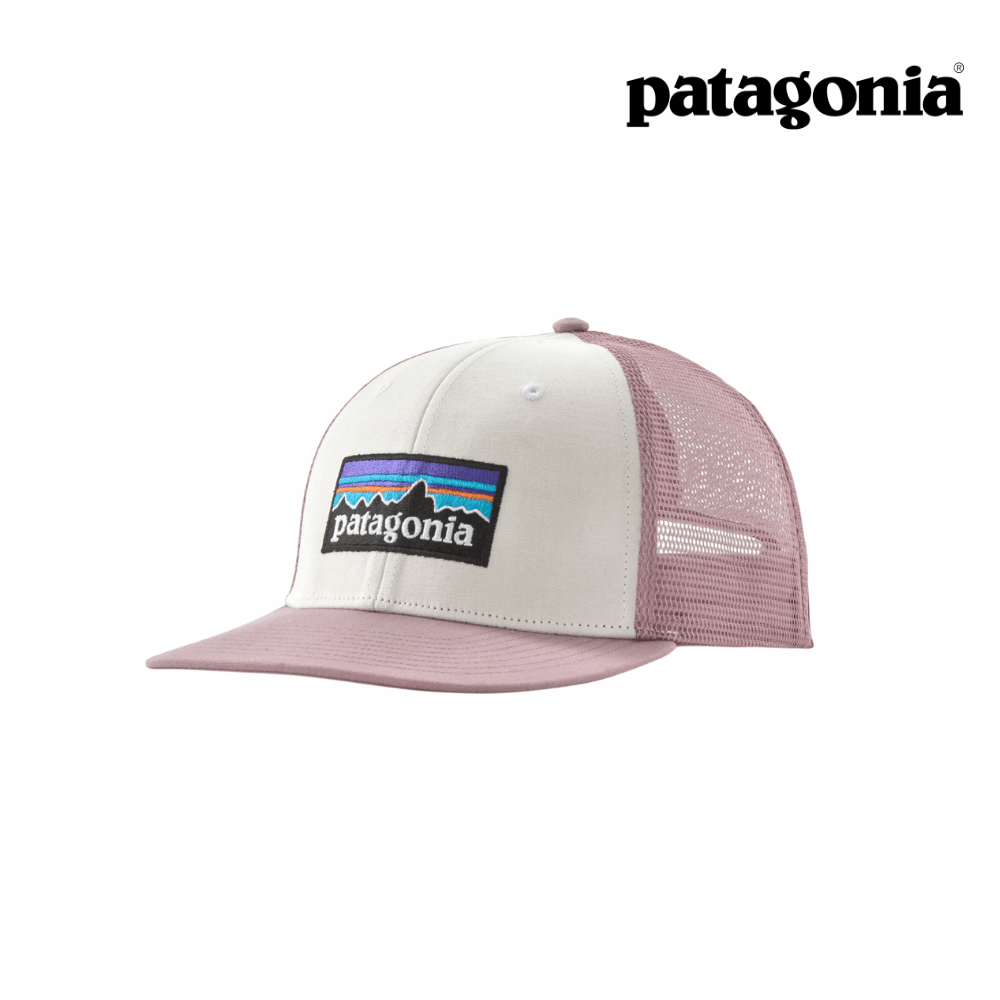 Patagonia P-6 Logo Trucker Hat - White with Quiet Violet