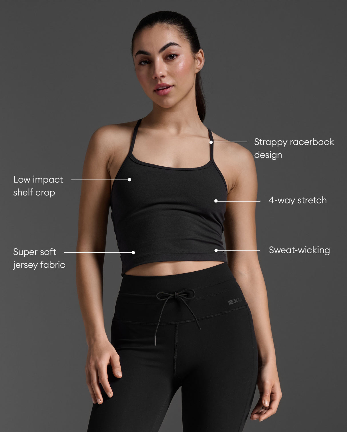 2XU Women Flex Crop Tank - Black / Black