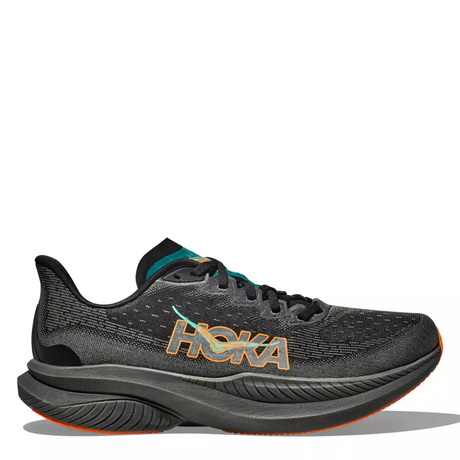 HOKA Men Mach 6  - Black / Electric Tangerine