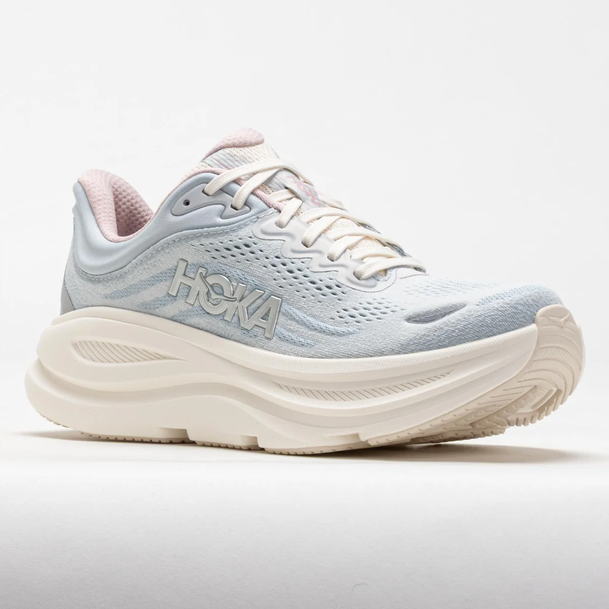 HOKA Women Bondi 9 GLM Wide - Alabaster / Mineral Blue