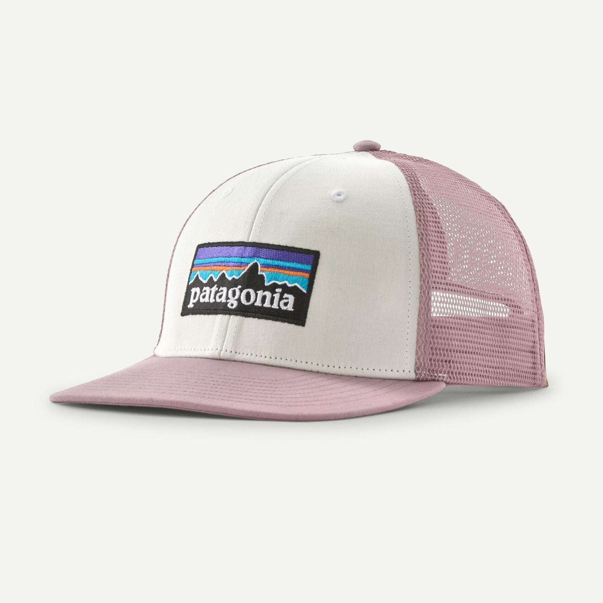 Patagonia P-6 Logo Trucker Hat - White with Quiet Violet