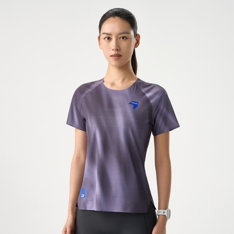 NEDAO Women Qiflow Running T-Shirt Vortex - Aurora Indigo