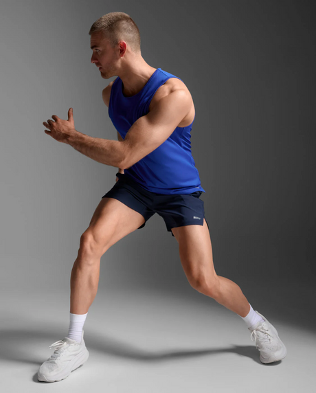 2XU Men Aero Mesh Tank - Surf / Silver Reflective