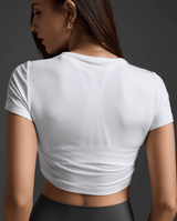 2XU Women Fluid Ribbed Crop Tee - White / White