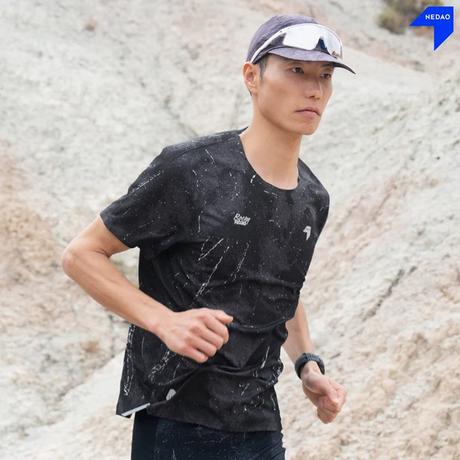 NEDAO Men Qiflow Running T-Shirt Rockyroad - Black