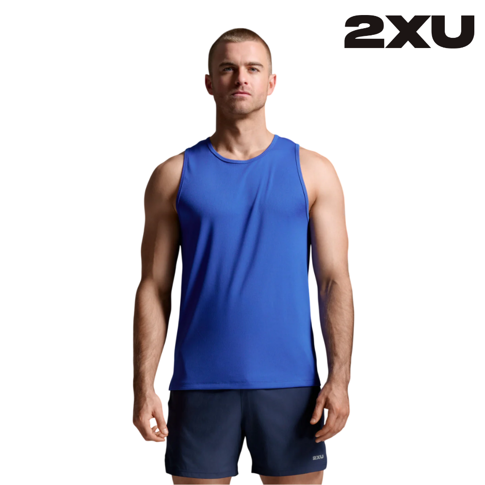 2XU Men Aero Mesh Tank - Surf / Silver Reflective