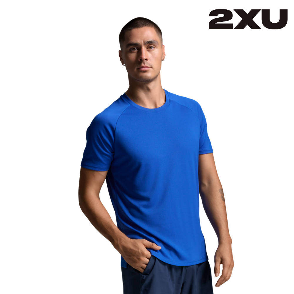 2XU Men Aero Mesh Tee - Surf / Silver Reflective