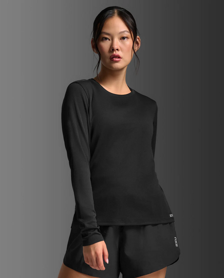 2XU Women Aero Mesh Long Sleeve - Black / Silver Reflective
