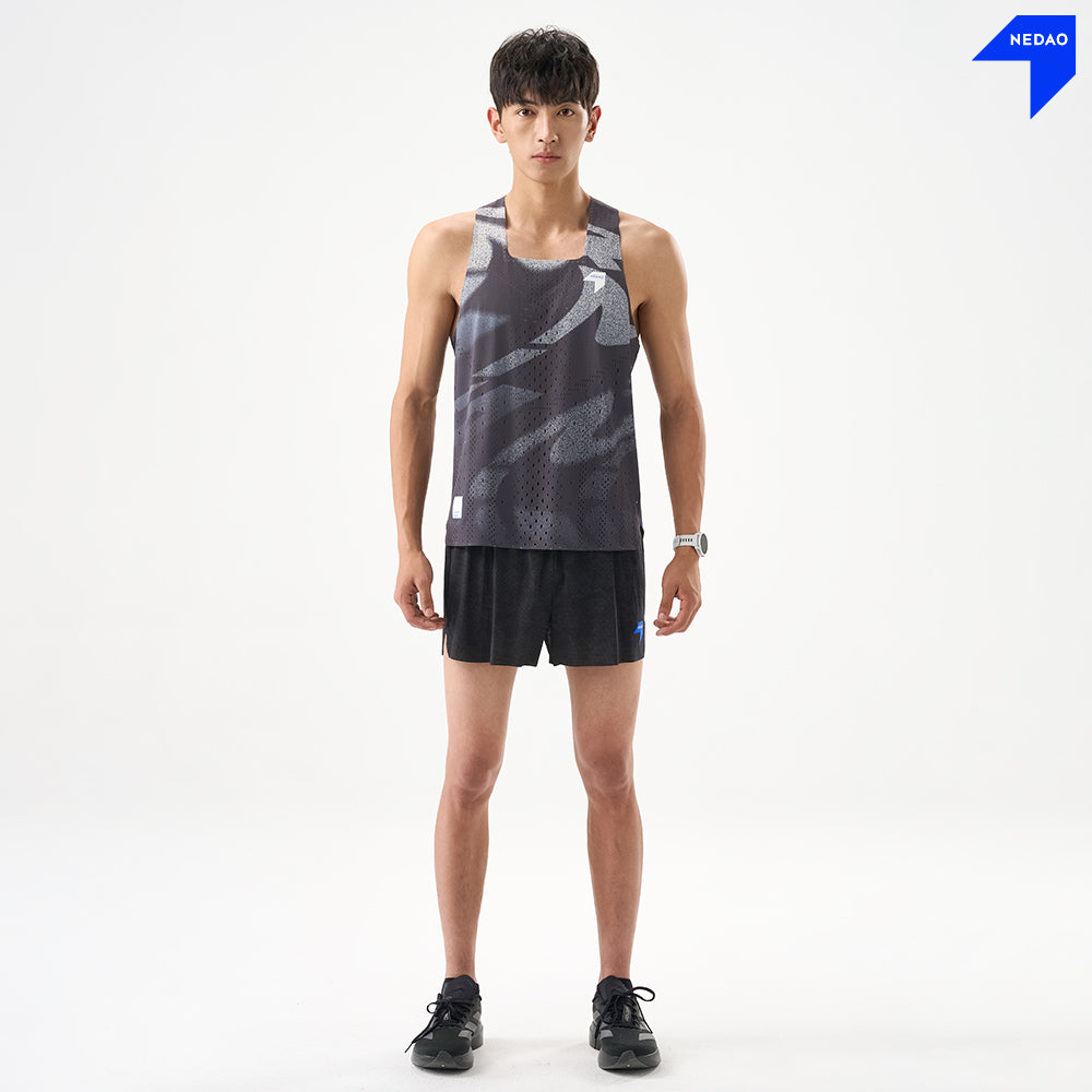 NEDAO Men Qiflow Racing Singlet Vortex - Forge Black