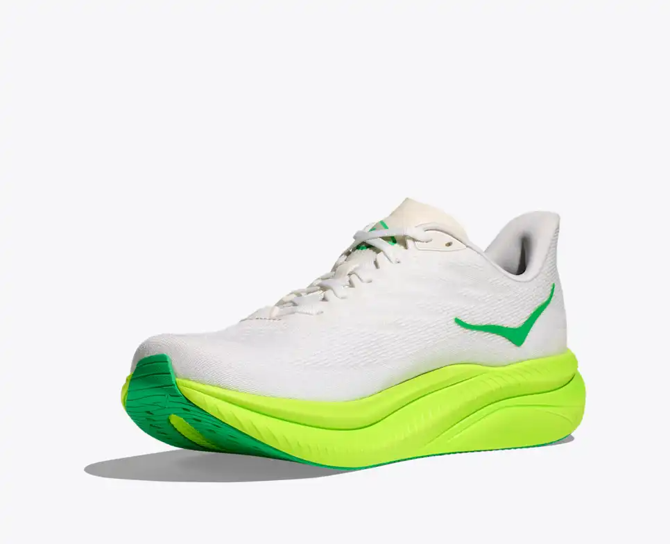 HOKA Men Mach 6 - White / Neon Lime